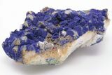 Vivid-Blue, Sparkling Azurite Encrusted Quartz Crystals - China #197117-1